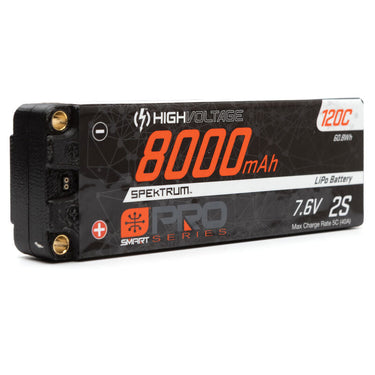 Spektrum SPMX82S120HT 8000mAh 2S 7.6V 120c Smart Pro Race HV LiPo with 5mm Bullets